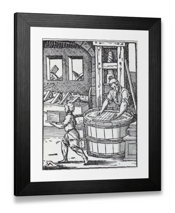 Framed Print : Old-Time Paper Maker; Barrel Framed Print : Old-Time Paper Maker; Barrel