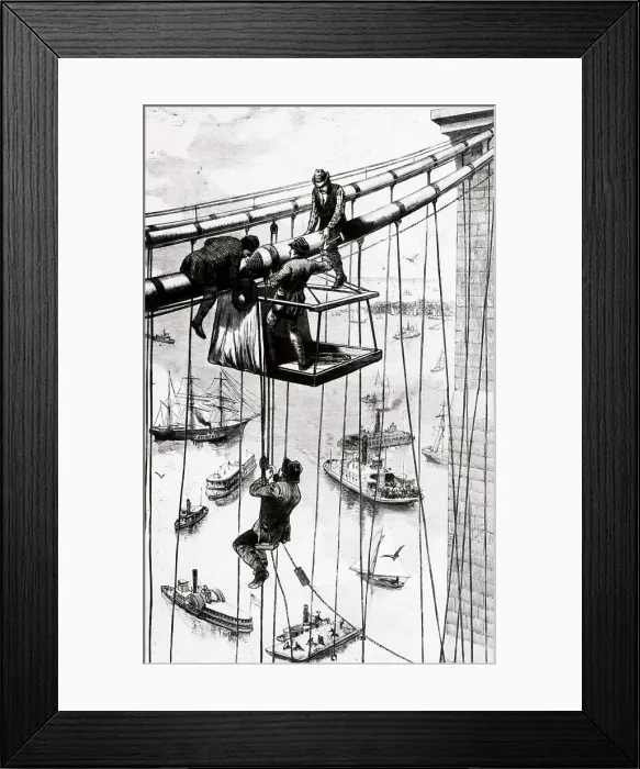 Framed Print : Men Working; Building The Brooklyn Bridg Framed Print : Men Working; Building The Brooklyn Bridg