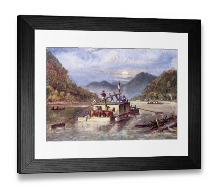 Framed Print : Pioneers Travelling in a Flatboat by Felix Octavius Carr Darley Framed Print : Pioneers Travelling in a Flatboat by Felix Octavius Carr Darley