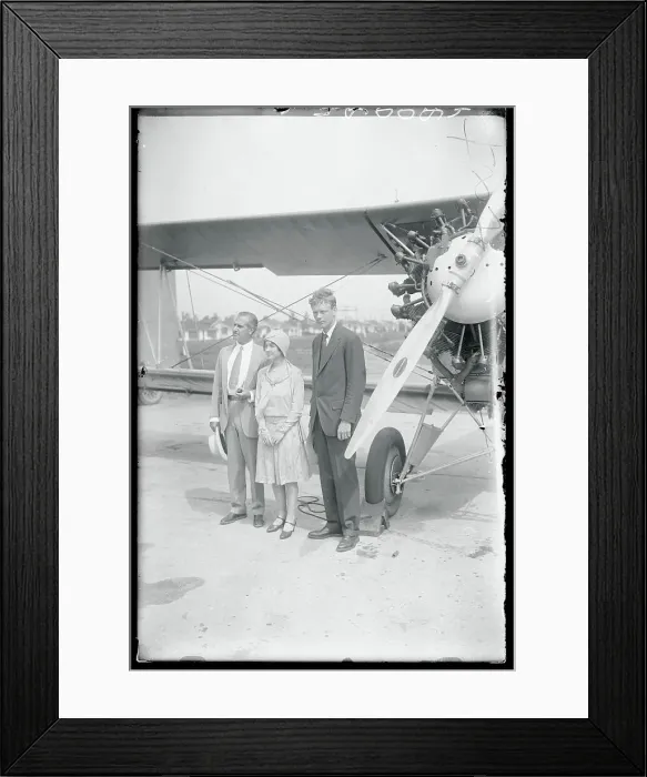 Framed Print : Portrait of Mr. and Mrs. Lindbergh with Harry Guggenheim Framed Print : Portrait of Mr. and Mrs. Lindbergh with Harry Guggenheim