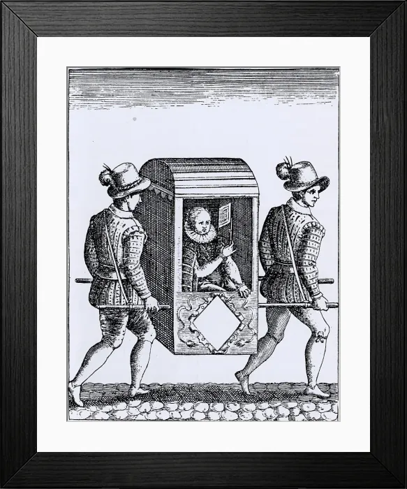 Framed Print : Lady Being Carried In A Sedan Chair Framed Print : Lady Being Carried In A Sedan Chair