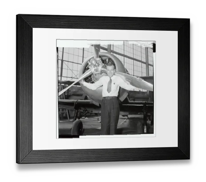 Framed Print : Earl Oatman Standing In front of Plane Framed Print : Earl Oatman Standing In front of Plane