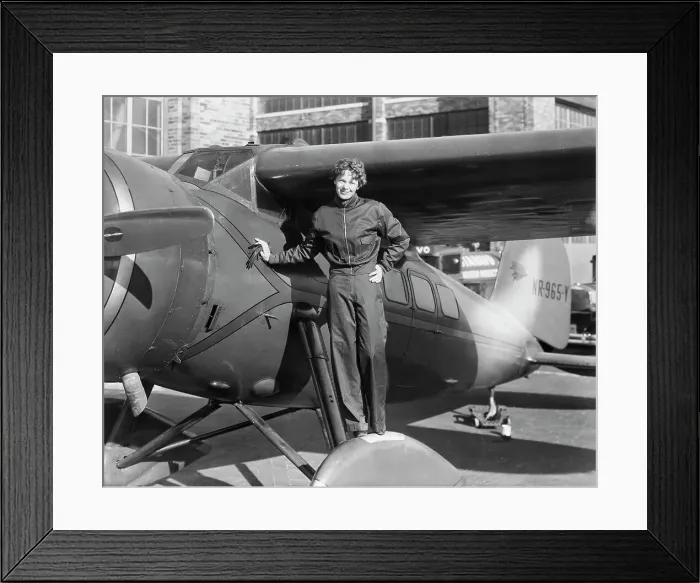 Framed Print : Amelia Earhart Next to Aircraft Framed Print : Amelia Earhart Next to Aircraft