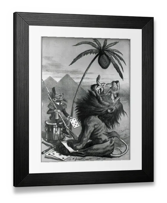 Framed Print : Cartoon of England as a Lion and France as a Soldier