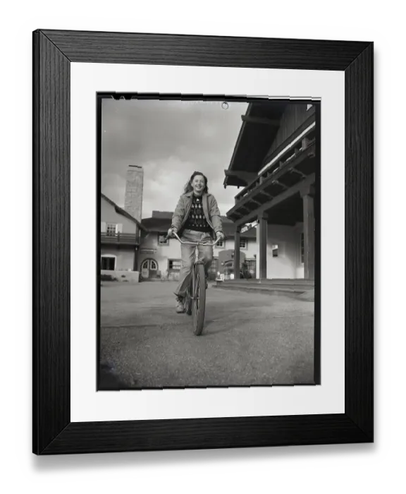 Framed Print : Barbara Stanwyck Riding A Bicycle Framed Print : Barbara Stanwyck Riding A Bicycle