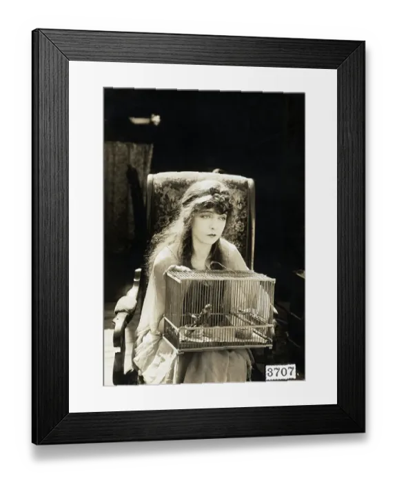 Framed Print : Lillian Gish Holding Birdcage Framed Print : Lillian Gish Holding Birdcage