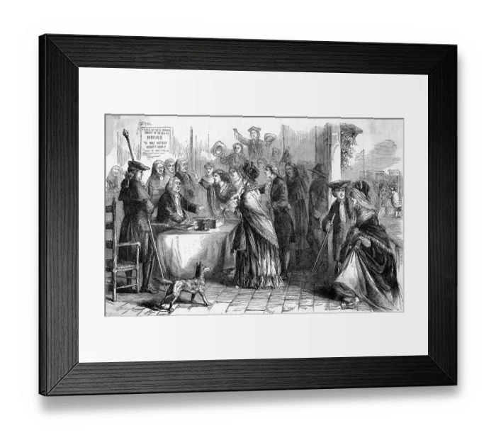 Framed Print : Woodcut of Women Casting Votes in New Jersey Framed Print : Woodcut of Women Casting Votes in New Jersey