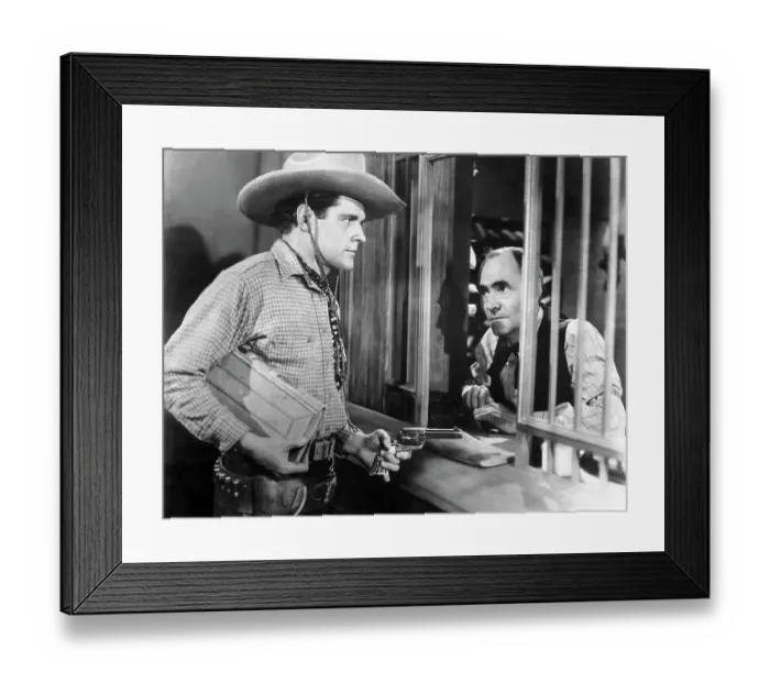 Framed Print : Cowboy Holding Up Bank Teller Framed Print : Cowboy Holding Up Bank Teller