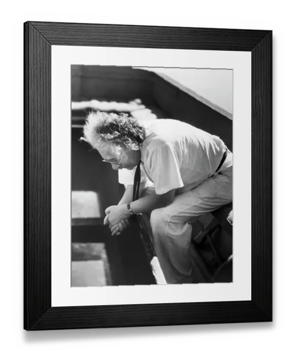Framed Print : Albert Einstein Sitting Pensively on Boat Framed Print : Albert Einstein Sitting Pensively on Boat