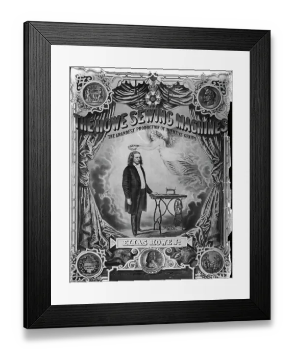 Framed Print : Poster for Elias Howe's Sewing Machine