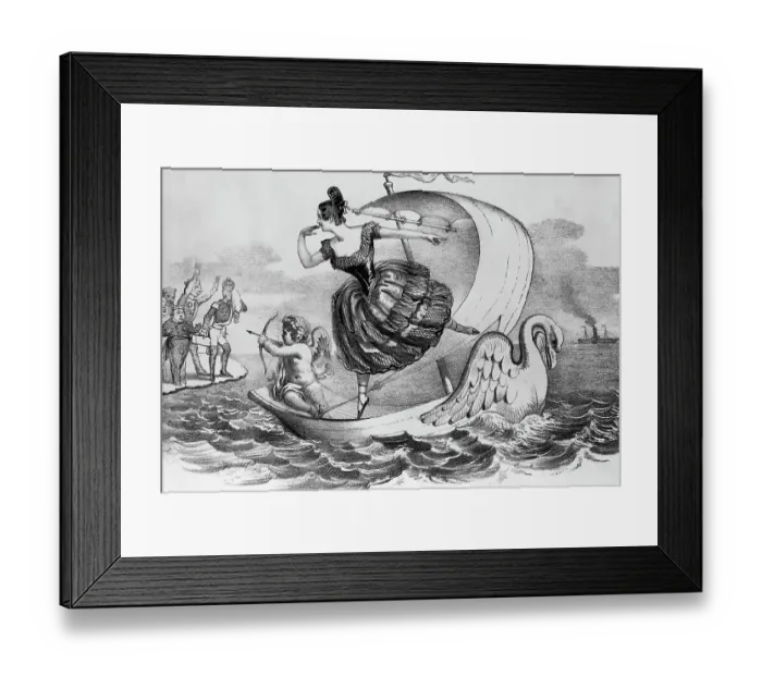 Framed Print : Cartoon of Dancer Lola Montez Coming To US Framed Print : Cartoon of Dancer Lola Montez Coming To US