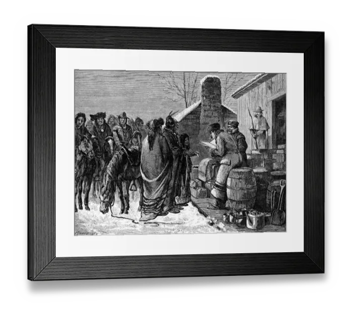 Framed Print : Distributing Supply To Indians; Drawing Framed Print : Distributing Supply To Indians; Drawing