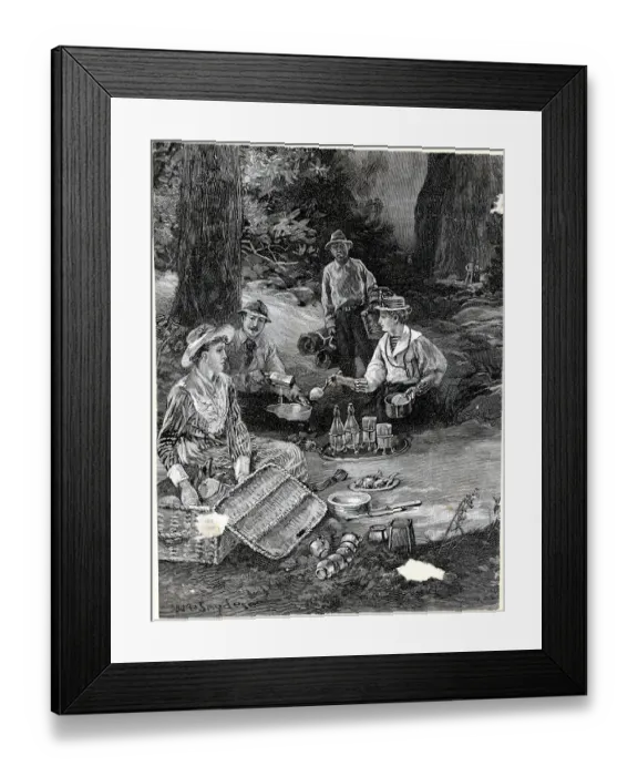 Framed Print : Two Couples On A Picnic Framed Print : Two Couples On A Picnic