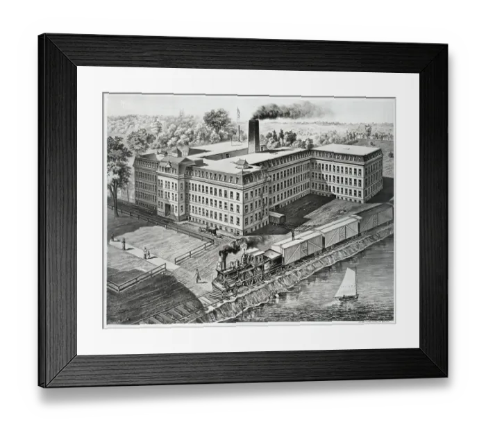 Framed Print : Factory With Railroad In Back Framed Print : Factory With Railroad In Back
