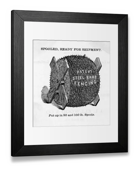 Framed Print : Barbed Wire Spool For Sale