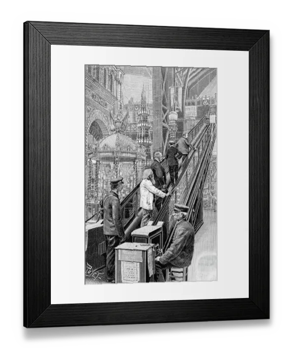 Framed Print : People On Escalator; Engraving Framed Print : People On Escalator; Engraving