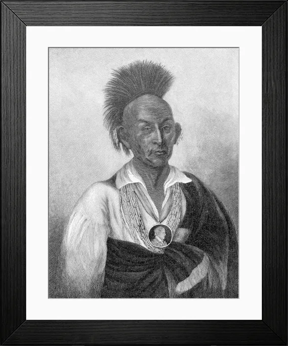 Framed Print : Engraving by T. Johnson After Makataimeshekiakiah, or Black Hawk by Charles Bird King