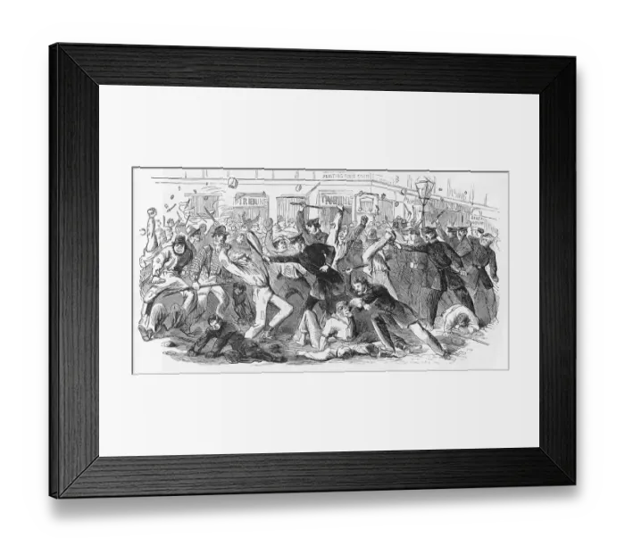Framed Print : 19th-Century Print of a Draft Rioters Protesting in the Street