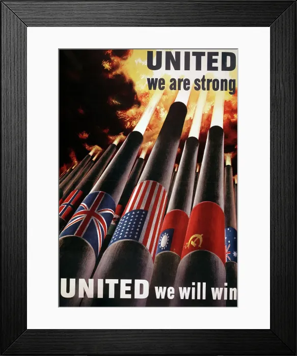 Framed Print : United We Are Strong Allied War Poster Framed Print : United We Are Strong Allied War Poster