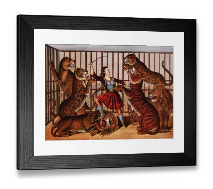 Framed Print : Colored Lithograph of the Lion Queen Framed Print : Colored Lithograph of the Lion Queen
