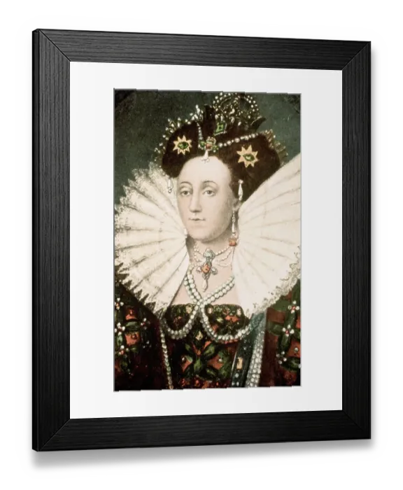 Framed Print : Queen Elizabeth I as Depicted on an English Color Tinted Postcard Framed Print : Queen Elizabeth I as Depicted on an English Color Tinted Postcard