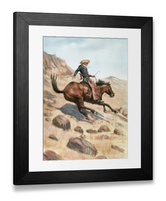 Framed Print : Cowboy on a Horse by Frederic Remington Framed Print : Cowboy on a Horse by Frederic Remington
