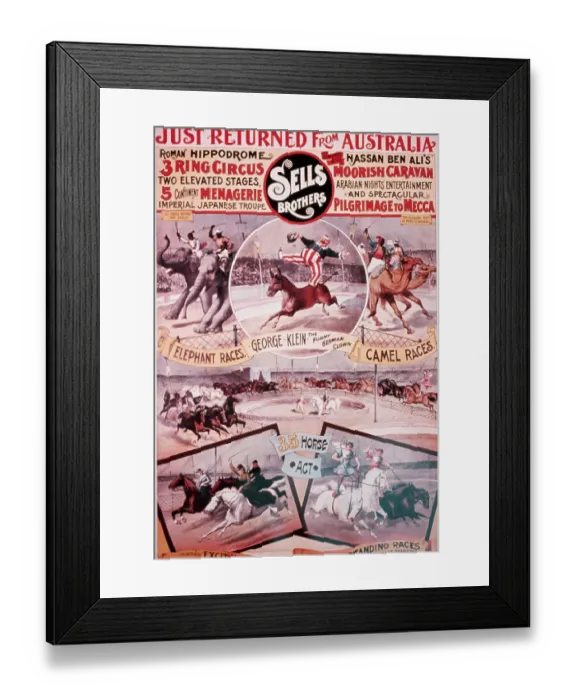 Framed Print : Sells Brothers Circus Poster