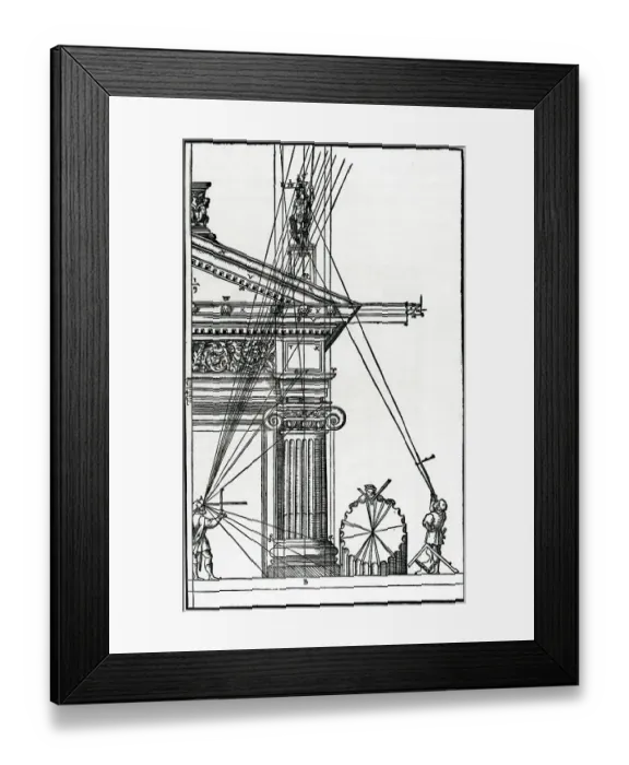 Framed Print : Sixteenth Century Woodcut of Engineers Surveying a Classical Building Framed Print : Sixteenth Century Woodcut of Engineers Surveying a Classical Building