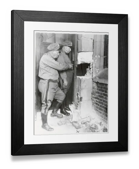Framed Print : Investigators Inspectijng Wall Framed Print : Investigators Inspectijng Wall