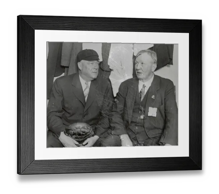 Framed Print : Pitching Aces Cy Young and Bill Dineen in Umpire Room Framed Print : Pitching Aces Cy Young and Bill Dineen in Umpire Room