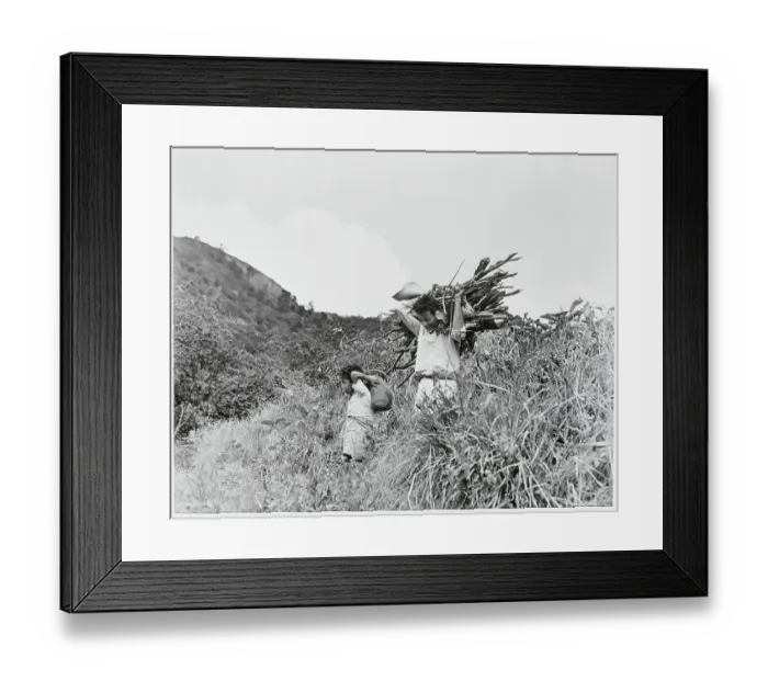 Framed Print : Father and Son Carrying Wood Framed Print : Father and Son Carrying Wood