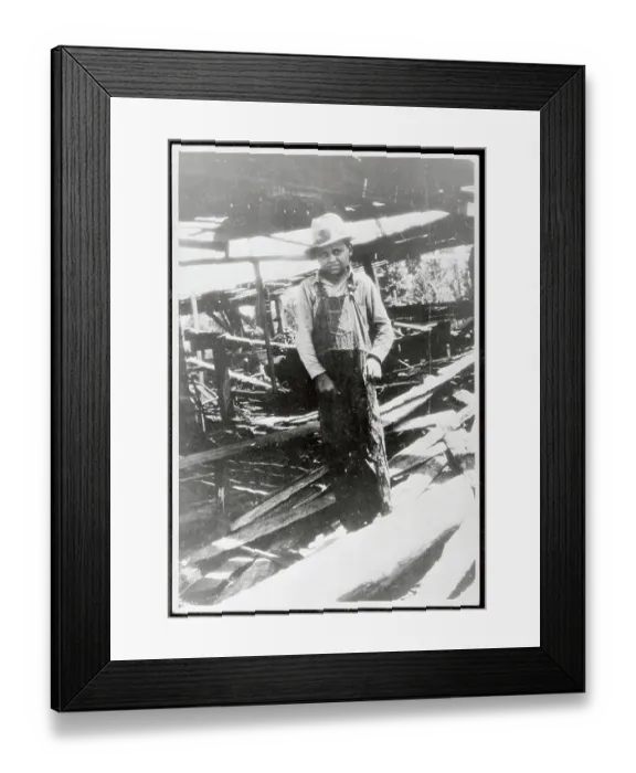 Framed Print : Boy Working at Saw Mill