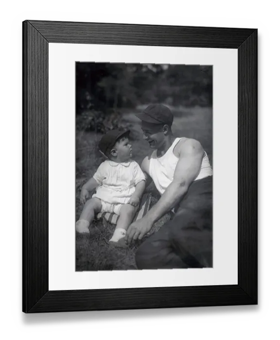 Framed Print : Lou Gehrig Playing with Christy Walsh Junior Framed Print : Lou Gehrig Playing with Christy Walsh Junior