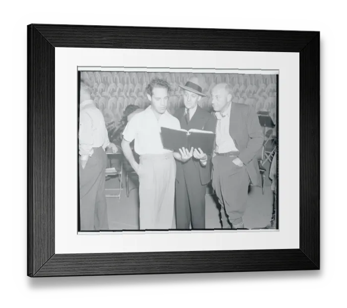 Framed Print : Cecil B. DeMille and Walter Winchell During Radio Performance