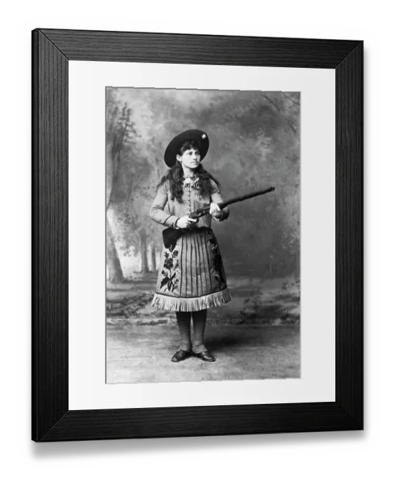 Framed Print : Annie Oakley Holding a Rifle Framed Print : Annie Oakley Holding a Rifle