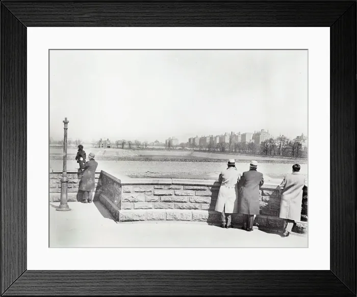 Framed Print : People Looking at the Old Central Park Reservoir Framed Print : People Looking at the Old Central Park Reservoir