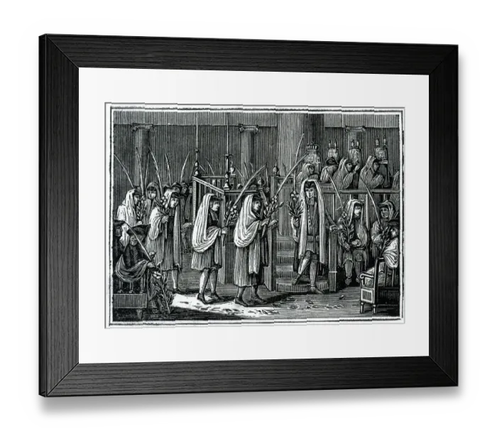 Framed Print : Jewish Holiday;Jews Walk W / Palms;Engravi Framed Print : Jewish Holiday;Jews Walk W / Palms;Engravi