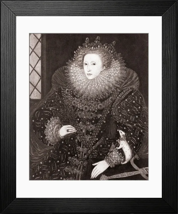 Framed Print : Print of Queen Elizabeth of England After Nicholas Hilliard Framed Print : Print of Queen Elizabeth of England After Nicholas Hilliard