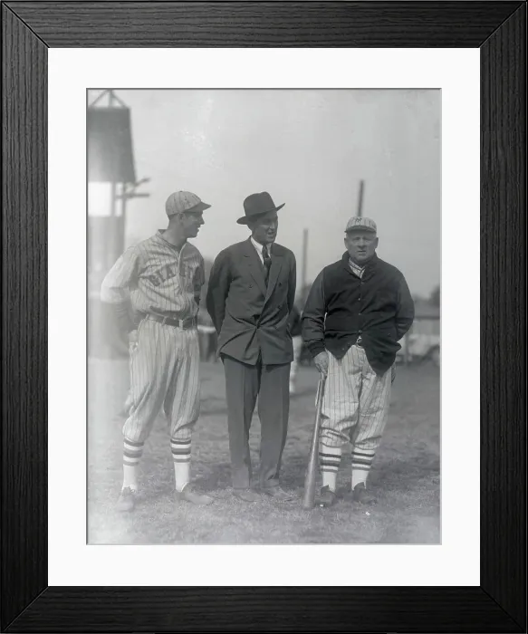 Framed Print : Ty Cobb Standing with John McGraw and Travis Jackson Framed Print : Ty Cobb Standing with John McGraw and Travis Jackson