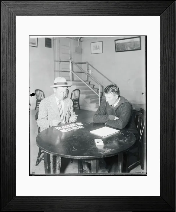 Framed Print : Jim Thorpe and Bob Folwell playing Cards Framed Print : Jim Thorpe and Bob Folwell playing Cards