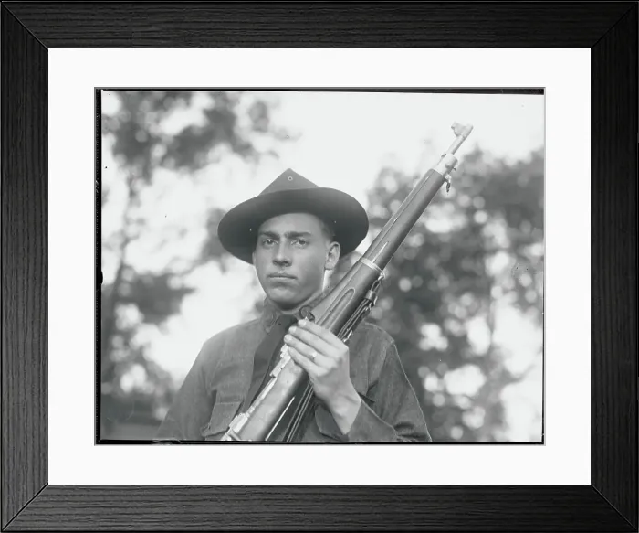 Framed Print : John Coolidge Holding Rifle Framed Print : John Coolidge Holding Rifle