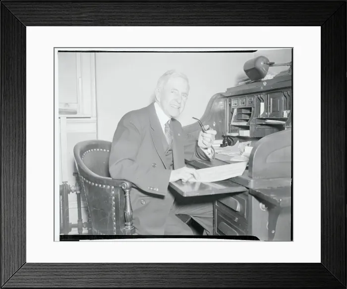 Framed Print : Representative John Steven McGroaty Sitting at Desk With Pipe Framed Print : Representative John Steven McGroaty Sitting at Desk With Pipe