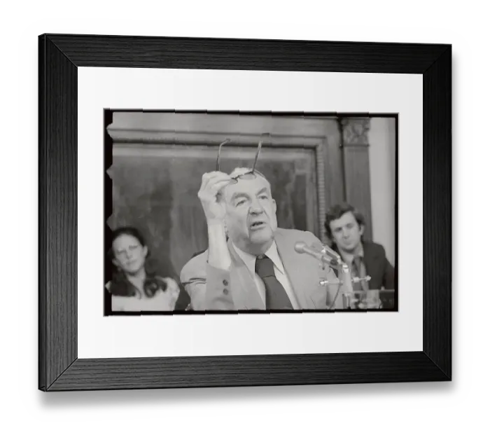 Framed Print : Sam Irving Holding Eyeglasses During Hearing Framed Print : Sam Irving Holding Eyeglasses During Hearing