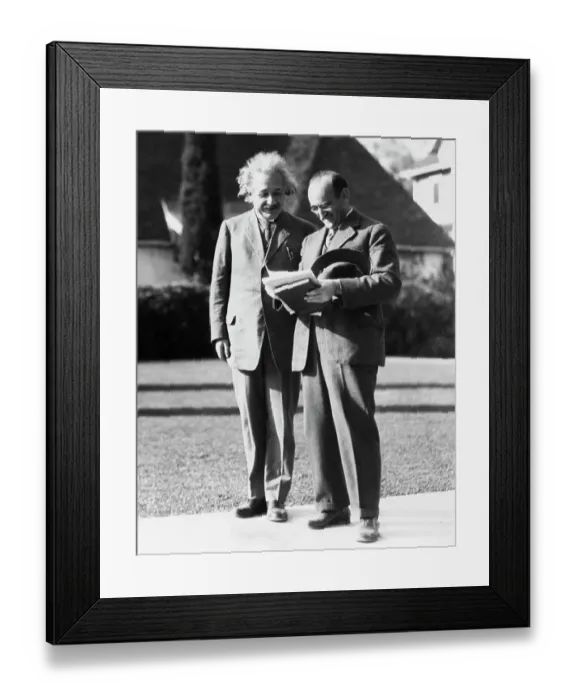 Framed Print : Albert Einstein Talking to Dr. Walther Mayer Framed Print : Albert Einstein Talking to Dr. Walther Mayer