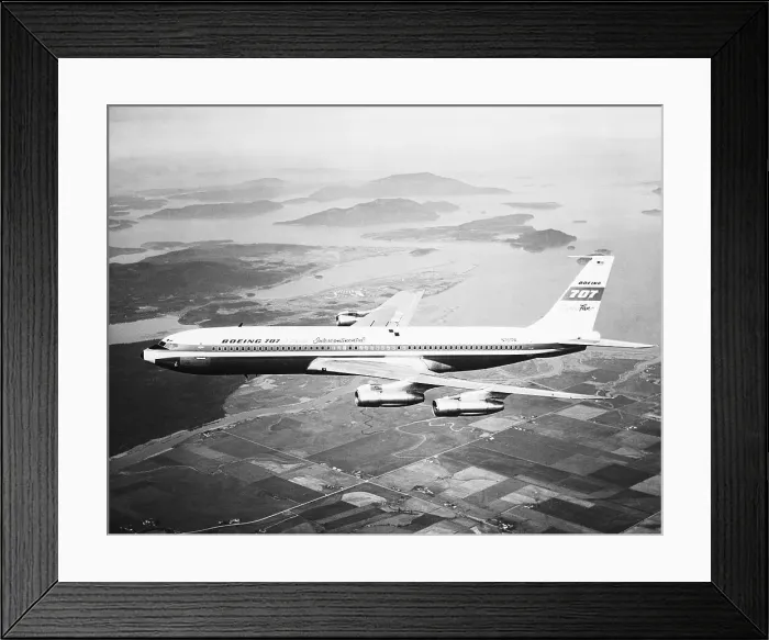 Framed Print : A Boeing 707 Airplane in Flight Framed Print : A Boeing 707 Airplane in Flight