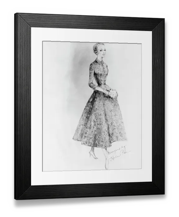 Framed Print : Grace Kelly's Civil Wedding Gown