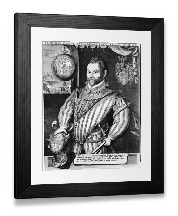 Framed Print : Engraving of Sir Francis Drake Framed Print : Engraving of Sir Francis Drake