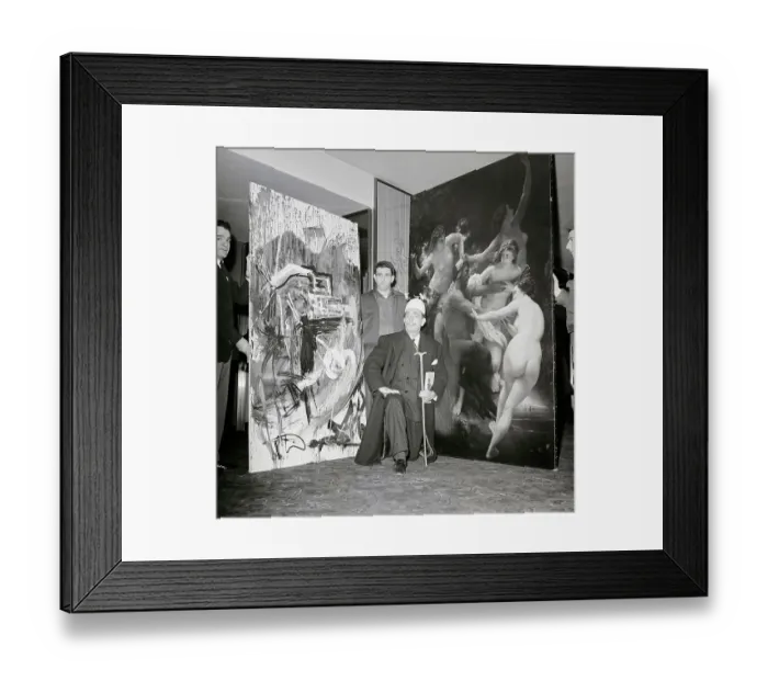 Framed Print : Salvador Dali Standing by Paintings Framed Print : Salvador Dali Standing by Paintings