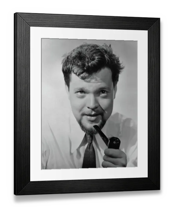 Framed Print : Orson Welles Smoking a Pipe Framed Print : Orson Welles Smoking a Pipe