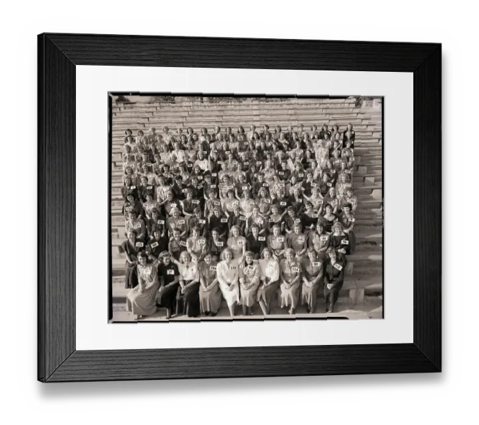 Framed Print : Women Seated On Bench / Beauty Contestant Framed Print : Women Seated On Bench / Beauty Contestant